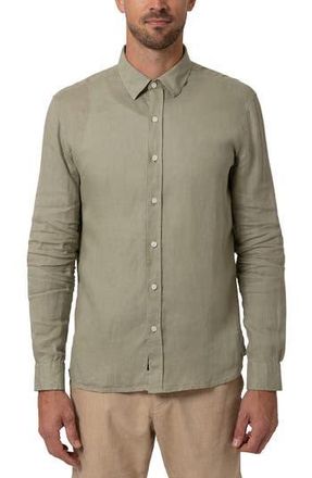 Mavi Slim Fit Long Sleeve Linen Button-Up Shirt in Seagrass at Nordstrom Rack, Size Medium