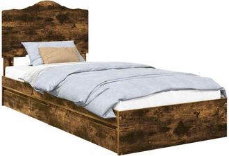 vidaXL Storage Bed with Drawer Smoked Oak 75 x 190 cm Engineered Wood vidaXL