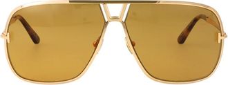 Tom Ford Stijlvolle zonnebril voor een trendy look - Heren - Zonnebrillen - Geel - 63 MM - Accessoires
