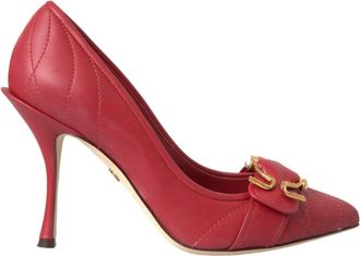Dolce & Gabbana Rode Devotie Leren Hakken Pumps Schoenen - Dames - Pumps - Rood - 36 EU - Leer - Schoenen