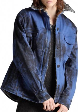 Avant Toi Jean Shirt Jacket With Trim In Midnight