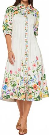 Current Air Floral Printed Button Down Midi Dress In Multi