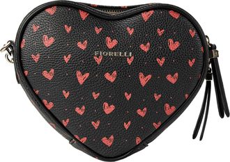 Fiorelli Womens Esme Heart Crossbody, Stylish Handbag with Adjustable Straps & Chain Detail, Faux Leather, Heart Print