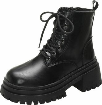 Generic prime same day and overnight items Waterproof Ankle Boots Women Winter Waterproof Lace Up Ankle Boots Premium Chunky Heel Boots Casual Non Slip Snow B