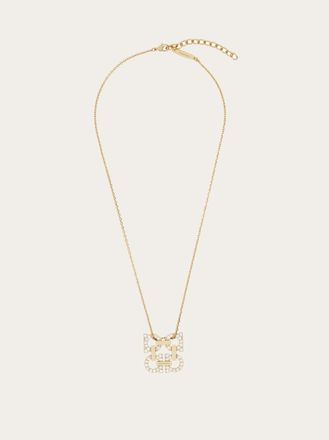 Ferragamo Women Crystal embellished four Gancini pendant necklace Gold