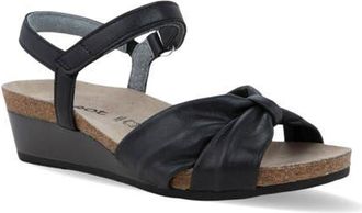 Naot Madame Ankle Strap Platform Wedge Sandal in Black Shiny Leather at Nordstrom, Size 10Us