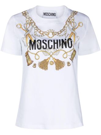 Moschino graphic-print organic cotton T-shirt - women - Organic Cotton - 44 - White