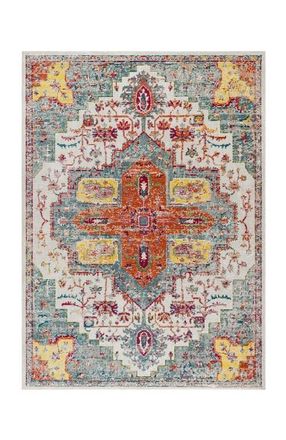 Jonathan Y Designs Zafra Vintage Medallion Area Rug in Coral/blue/multi at Nordstrom, Size 2Ft 0In X 8Ft 0In