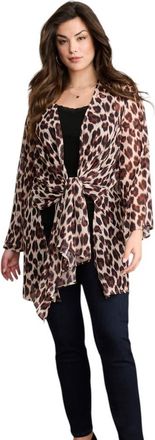 Roaman's Plus Size Front Knot Tie Wrap in Oatmeal Jaguar Print at Nordstrom, Size X-Large/xx-Large