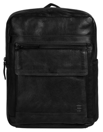 Spikes & Sparrow Laptoprucksack SPIKES & SPARROW, Damen, Gr. B/H/T: 37cm x 27cm x 10cm, onesize, schwarz, Leder, Rindsleder, Retro, Rucks&auml;cke Laptoprucksack, echt Lede