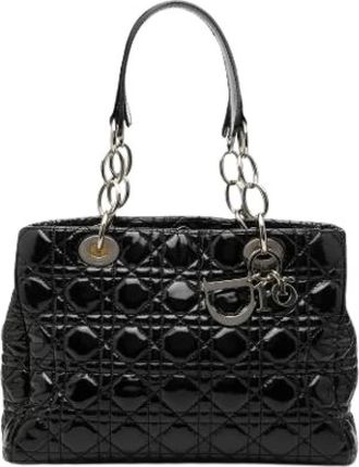 Dior Pre-owned Handbags, female, Black, Size: ONE SIZE Pre-owned Quilted Patent Leather Tote