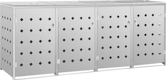 vidaXL Vidaxl - Cobertizo Contenedor De Basura Cu&aacute;druple Acero Inoxidable 240l