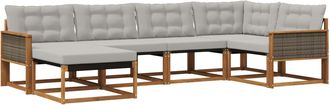 vidaXL Conjunto De Sof&aacute;s De Exterior 6 Uds. Natural Y Gris Claro Vidaxl