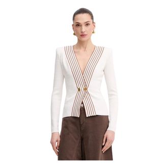 Elisabetta Franchi Dames, Truien, Beige, Maat: XL Leer