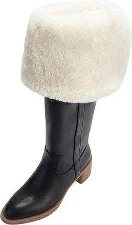 Generic Womens Leather Round Toe Platform Thick Heel Snow Boots Slip On Over-The-Knee Boots