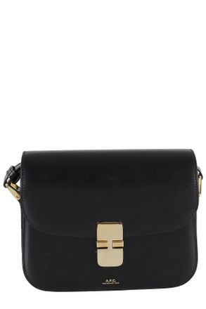 A.P.C. Black Grace Small Engraved Logo Leather Shoulder Bag