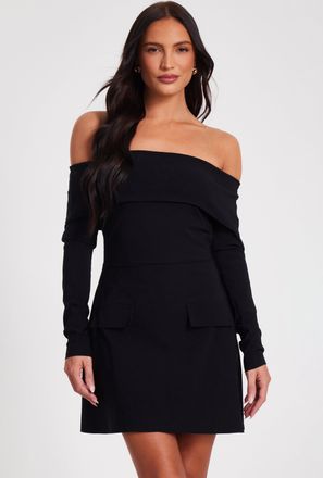 Quiz Womens Long Sleeve Bengaline Mini Dress