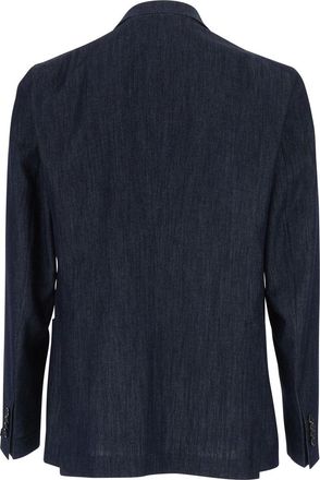 Tagliatore Mens Double-Breasted Denim Jacket Blue Cotton Blazers