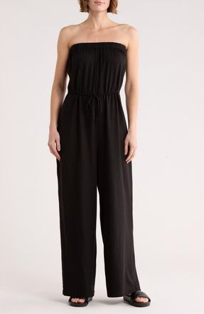 Nordstrom Rack Strapless Wide Leg Cover-Up Jumpsuit in Black at Nordstrom Rack, Size X-Small