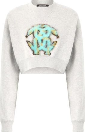 Roberto Cavalli Felpa crop con logo - Grigio