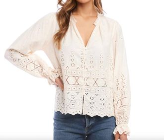 Fifteen Twenty Eyelet Lace Peasant Blouse In Natural