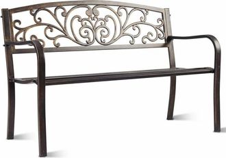 Costway Banco de Jardín de Metal 127x 60 x 85 cm Asiento de Hierro Fundido con Respaldos para Parque Patio - Costway