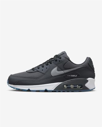 Nike Mens Air Max 90 Mens Trainers in Anthracite/Industrial Blue/White/Reflect Silver - Grey - Size UK 6