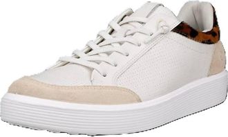 Ecco Womens Soft 60 Shoes With Laces In White With Leopard