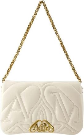 Alexander McQueen Beige Crossbody Tas met Ketting - Dames - Schoudertassen - Beige - ONE Size - Leer - Tassen