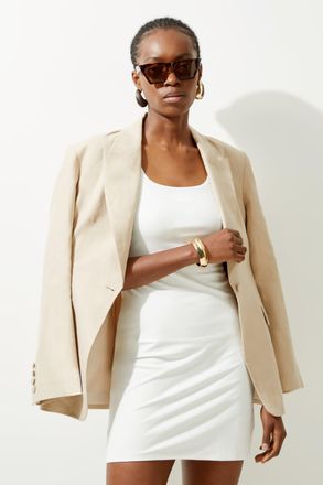 Karen Millen Womens Stretch Cotton Jersey Strappy Mini Dress - White - Size Medium