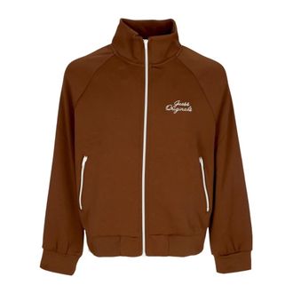 Guess Zip-throughs, male, Brown, XL, Tricot Track Jacket Brown Sand