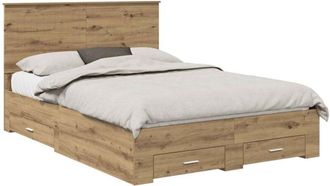 vidaXL Bed Frame with Drawer Artisan Oak 140 x 190 cm Engineered Wood vidaXL