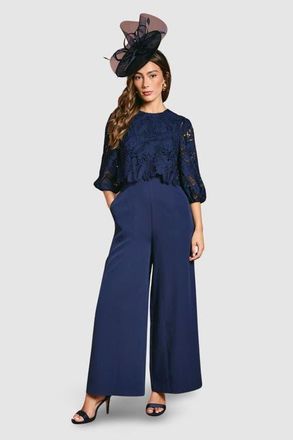 Coast Lace Overlay Wide Leg Jumpsuit in Navy at Nordstrom, Size 10