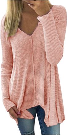 Generic Today Clearance Sweatshirts for Women UK clearance Tops Womens Sweater Color Autumn Solid Irregular And Winter V-neck Pullover Warehouse Deals Clearan