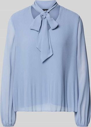 s.Oliver Black Label Regular Fit Schluppenbluse im Plissee-Look in Rauchblau, Größe 34