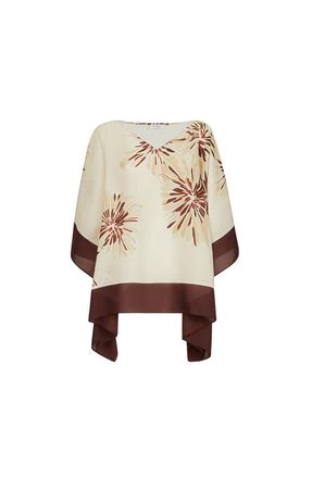 Brunello Cucinelli Bloom print poncho-style top in Beige at Nordstrom, Size Xx-Small Eu