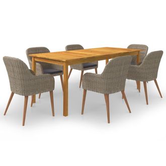 vidaXL Juego De Comedor Para Jard&iacute;n 7 Piezas Marr&oacute;n Vidaxl