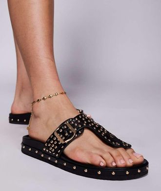 Azalea Wang Azalea Wang - Daisychain - Sandali con fibbie e borchie color oro-Nero