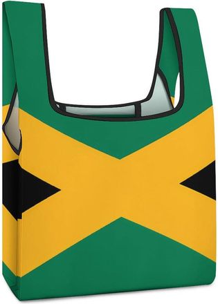 Generic Jamaica Flag Shopping Bag Reusable Grocery Tote Bag Foldable Handbag for Travel Picnic