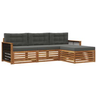 vidaXL Conjunto De Sof&aacute;s De Exterior Con Coj&iacute;n Natural Y Antracita Vidaxl