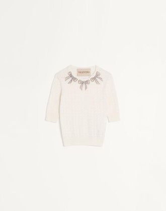Valentino Top In Cotone Ricamato Donna AVORIO XL