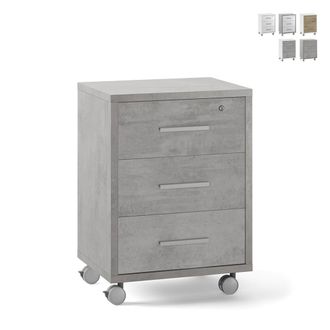OEM Cajonera De Oficina Con Tres Cajones Con Ruedas Beton Cemento 51x41x H71 Cm