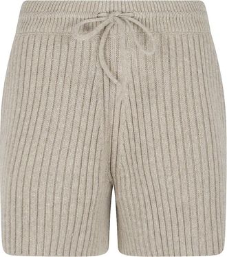 Burberry Geribbelde Shorts - Dames - Bermuda - Grijs - XL - Wol - Korte Broeken