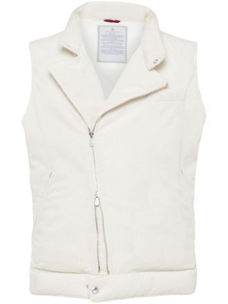 Brunello Cucinelli Gilet imbottito a coste - Bianco