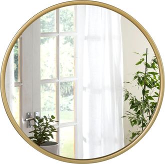 Woltu Woltu Espejo Redondo De Pared Espejo Moderno De Ba&ntilde;o Espejo Decorativo Con Borde Dorado Di&aacute;metro 40 Cm Adecuado Para Ba&ntilde;o Dormitorio Tocador Y Pasillo