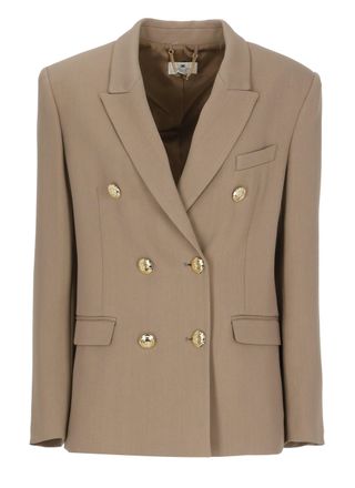 Elisabetta Franchi Brown Viscose Double-Breasted Blazer