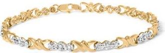 House of Brilliance 10k Yellow Gold 1/3 Cttw Diamond 3 Stone and X-Link Bracelet - 7.50 Inches at Nordstrom