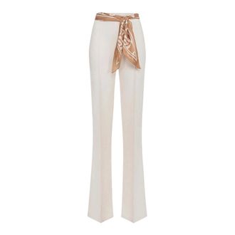 Elisabetta Franchi Wide Trousers, female, Beige, Size: 2XL Wide Trousers