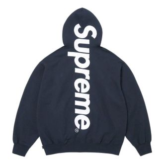 SUPREME SS26 Satin Appliqu&eacute; Hooded Sweatshirt Navy SUP-SS26-191-NVY