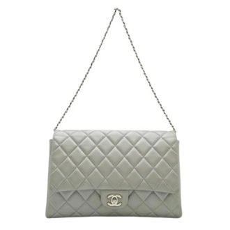 Chanel Pre-owned Matelasse Schoudertas met Ketting - Dames - Pre-owned - Grijs - Maat: ONE Size Leer